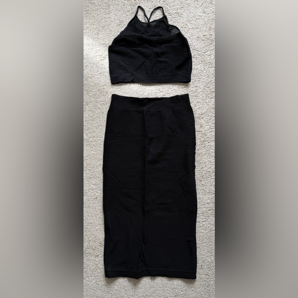 BCBGeneration Ribbed Black Crop Top and Pencil Skirt